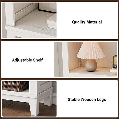 ANIXOL 5-Tier Farmhouse Bookcase with Adjustable Shelves