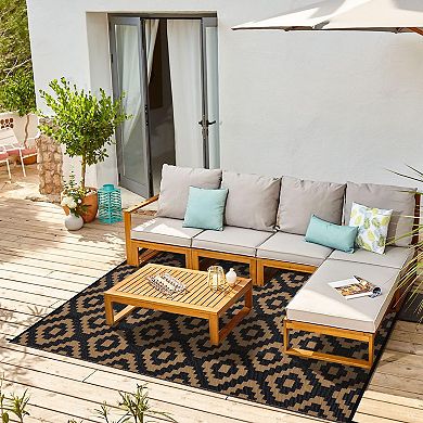 9x18ft Outdoor Rug Waterproof Plastic Straw Rug Reversible Carpet for Camper/RV/Balcony/Deck