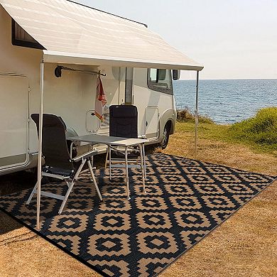 9x18ft Outdoor Rug Waterproof Plastic Straw Rug Reversible Carpet for Camper/RV/Balcony/Deck