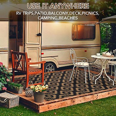 9x18ft Outdoor Rug Waterproof Plastic Straw Rug Reversible Carpet for Camper/RV/Balcony/Deck