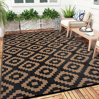 9x18ft Outdoor Rug Waterproof Plastic Straw Rug Reversible Carpet for Camper/RV/Balcony/Deck