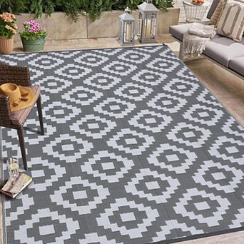 9x18ft Outdoor Rug Waterproof Plastic Straw Rug Reversible Carpet for Camper/RV/Balcony/Deck