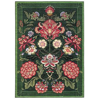 Washable Area Rugs for Living Room Vintage Floral Rugs with Non-Slip Backing