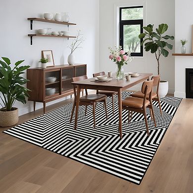 Area Rug Low Pile ,Washable Runners for Hallways Non Slip Modern Geometric