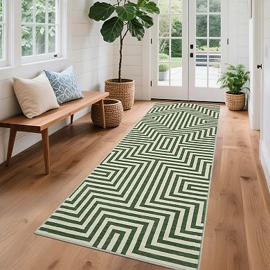 Area Rug Low Pile ,Washable Runners for Hallways Non Slip Modern Geometric