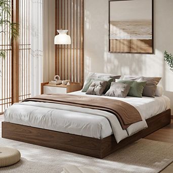 Wood Platform Bed Frame,Wood Slat Support, No Box Spring Needed