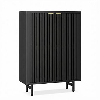 6 tier Shoe Cabinet with Louver Doors, Modern Farmhouse Entryway Organizer