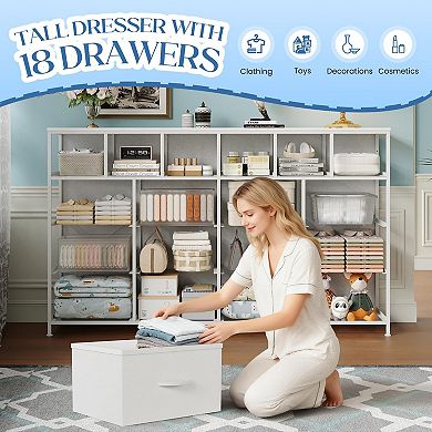ANIXOL 18-Drawer Fabric Dresser Cabinet