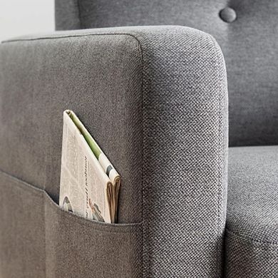 MID-CENTURY COUCH WITH ARMREST POCKETS