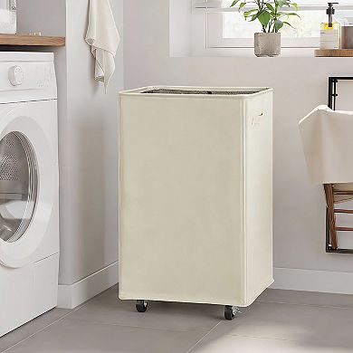 Oxford Rolling Laundry Hamper 90L Collapsible Tall Foldable with Wheels