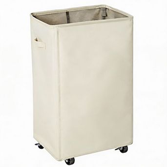 Oxford Rolling Laundry Hamper 90L Collapsible Tall Foldable with Wheels