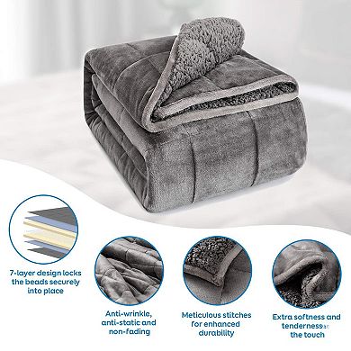 Sherpa Weighted Blanket 60x80 15lb Flannel Fleece Calming Sleep