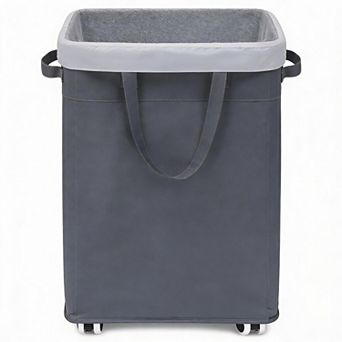 Rolling Laundry Hamper 75L with Removable Mesh Bag & Braked Wheels
