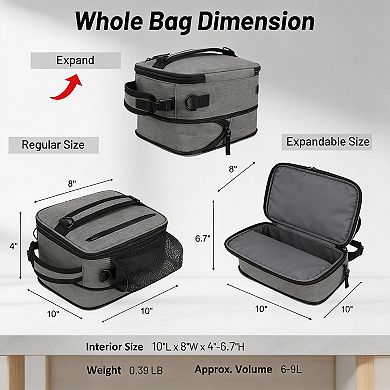 Expandable Lunch Bag for Work Travel with Shoulder Strap