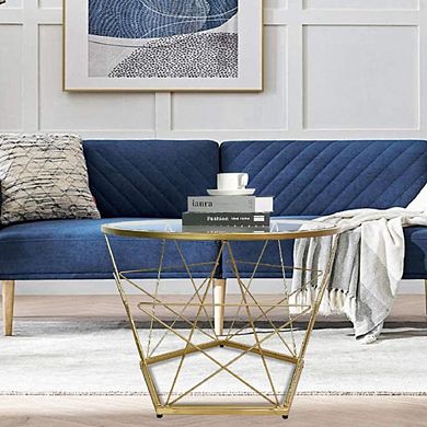 ROUND ACCENT TABLE WITH GLASSTOP