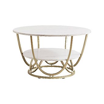 ROUND ACCENT TABLE WITH MARBLE TABLETOP