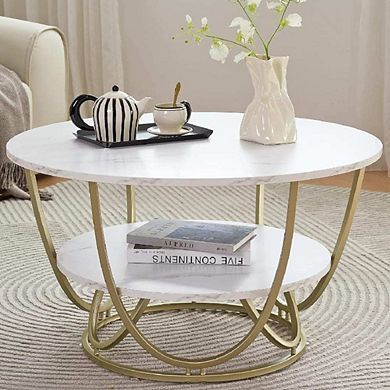 ROUND ACCENT TABLE WITH MARBLE TABLETOP