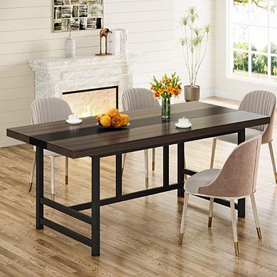 WOODEN DINNING TABLE WITH METAL FRAME