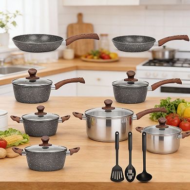 Granite Nonstick Cookware Set 11pc Induction Ready PFOA Free