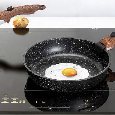 Black Removable Handle Induction Cookware Set 10pc Nonstick Granite Stackable