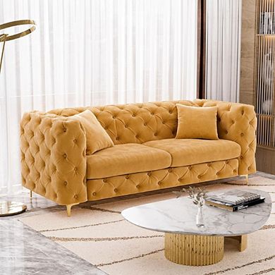 CONTEMPORARY TUFTED VELVET COUCH