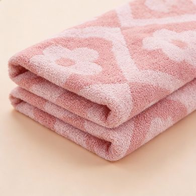 Checkered Floral Cotton Bath Towels Quick-Dry Gym Spa Gift