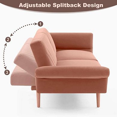 MODERN CONVERTIBLE VELVET FUTON COUCH