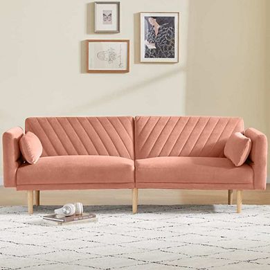 MODERN CONVERTIBLE VELVET FUTON COUCH