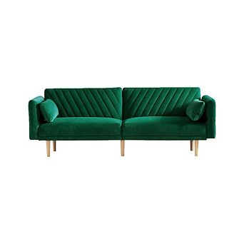 MODERN CONVERTIBLE VELVET FUTON COUCH