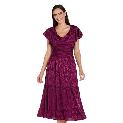Женские платья R&M Women's R&M Richards Short Full Skirt Floral Jacquard Dress