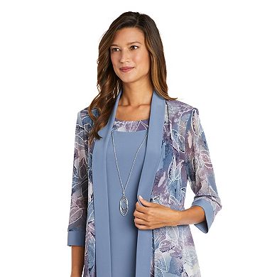 Women's R&M Richards 2-Piece Puff Print Power Mesh Jacket & Dress Set