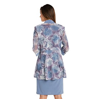Women's R&M Richards 2-Piece Puff Print Power Mesh Jacket & Dress Set