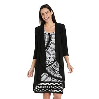 Women's R&M Richards 2 pc Print Puff Jacket & Dress Set