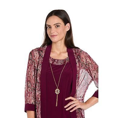 Women's R&M Richards 2-Piece Paisley Printed Mesh Jacket & Dress Set