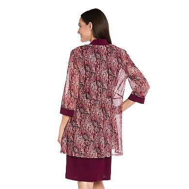 Women's R&M Richards 2-Piece Paisley Printed Mesh Jacket & Dress Set