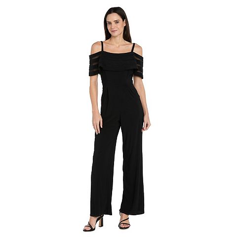 Женские комбинезоны R&M Women's R&M Richards Sheer Banded Cold Shoulder Jumpsuit