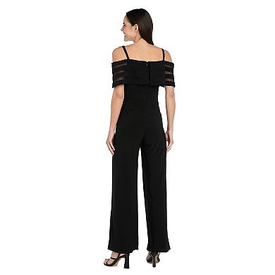 Women's R&M Richards Sheer Banded Cold Shoulder Jumpsuit
