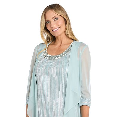 Women's R&M Richards 2-Piece Metallic Crinkle Jacket & Dress Set