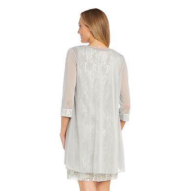 Women's R&M Richards 2-Piece Matte Jersey Chiffon Knit Jacket & Dress Set