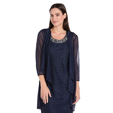 Women's R&M Richards 2-Piece Lace & Matte Jersey Jacket & Dress Set