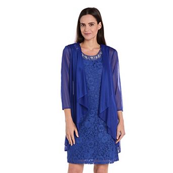 Women's R&M Richards 2 pc Lace & Matte Jersey Jacket & Dress Set