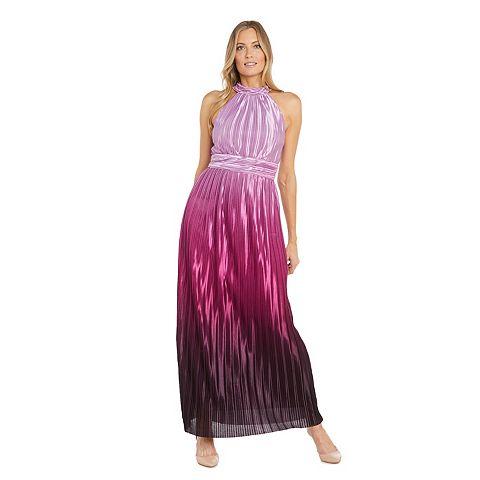 Женские платья R&M Women's R&M Richards Long High Neck Halter Ombre Dress