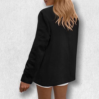 Women Single-Breasted Long Sleeve Blazer Soft Cut Relaxed Casual Blazer