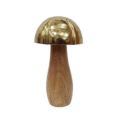 Everyday Decor Brass & Wood Mushroom Table Decor