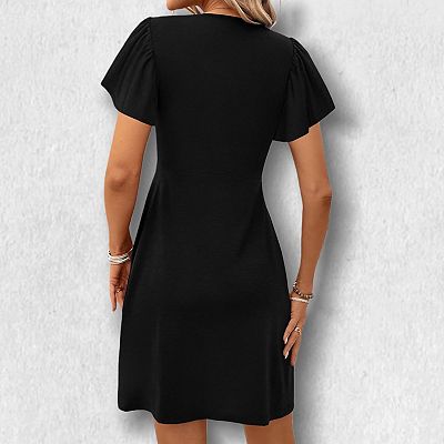 black short sleeve bodycon dress Black Bodycon Short Dress with Lace Detail main image 0