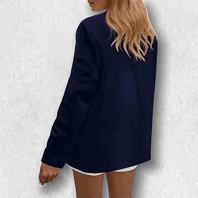 Women Single-Breasted Long Sleeve Blazer Soft Cut Relaxed Casual Blazer