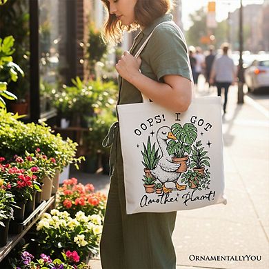 Oops I Got Another Plant Goose Canvas Tote Bag, Sarcastic Gardening Humor Gift