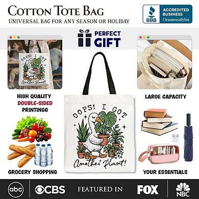 Oops I Got Another Plant Goose Canvas Tote Bag, Sarcastic Gardening Humor Gift