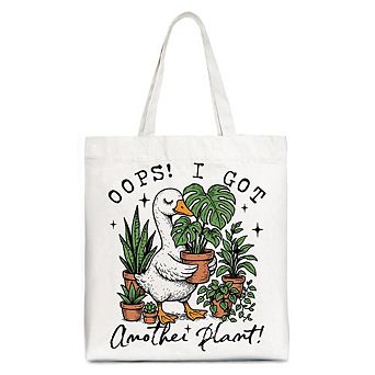 Oops I Got Another Plant Goose Canvas Tote Bag, Sarcastic Gardening Humor Gift