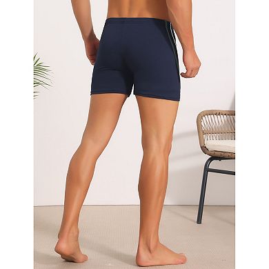 Color Block Swimwear Shorts for Men's Adjustable Drawstring Pool Swimming Shorts